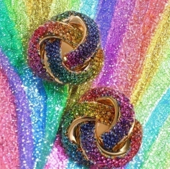BOSTON PROPER RAINBOW CRYSTAL KNOT EARRINGS - Picture 3 of 3